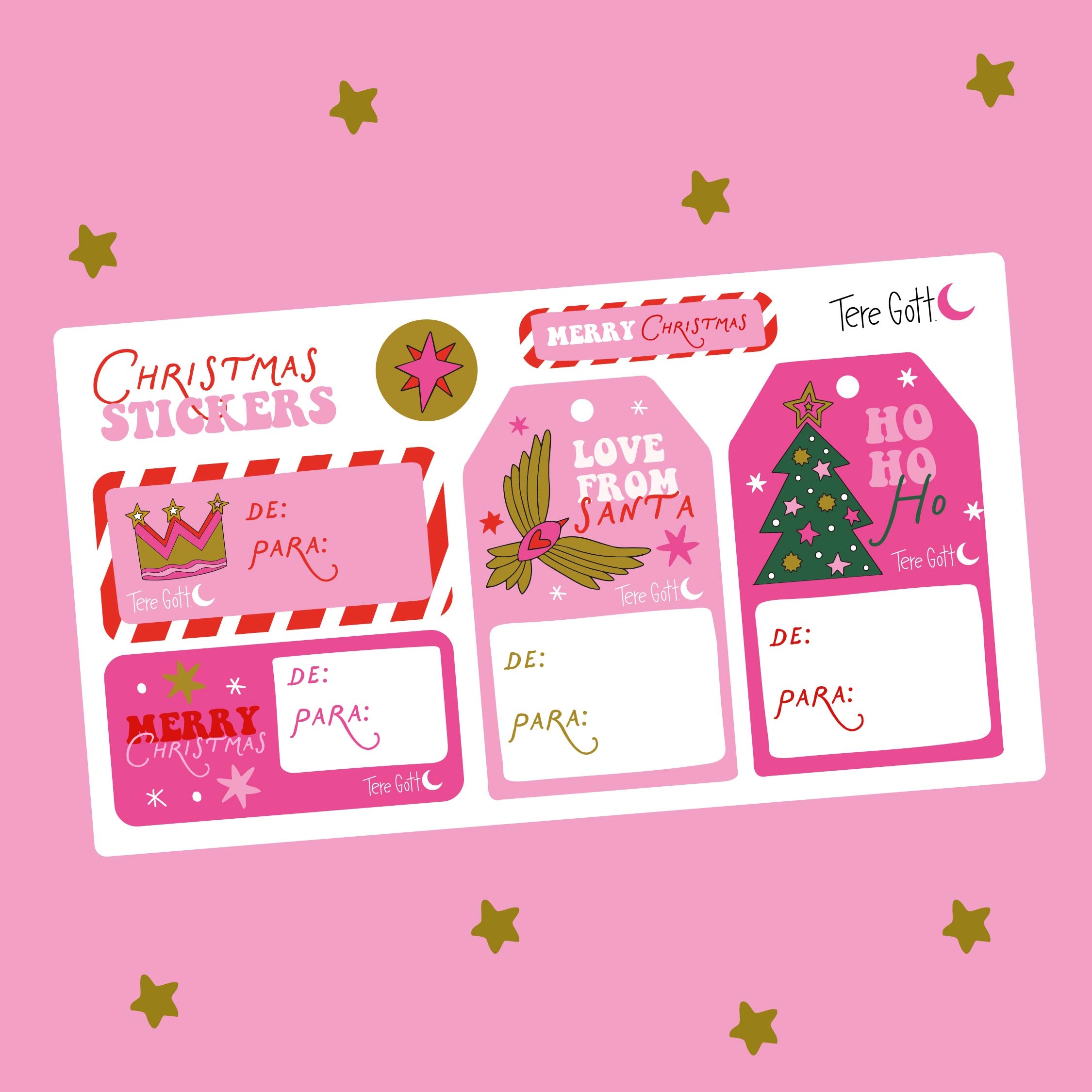 Set de stickers navideños de regalo